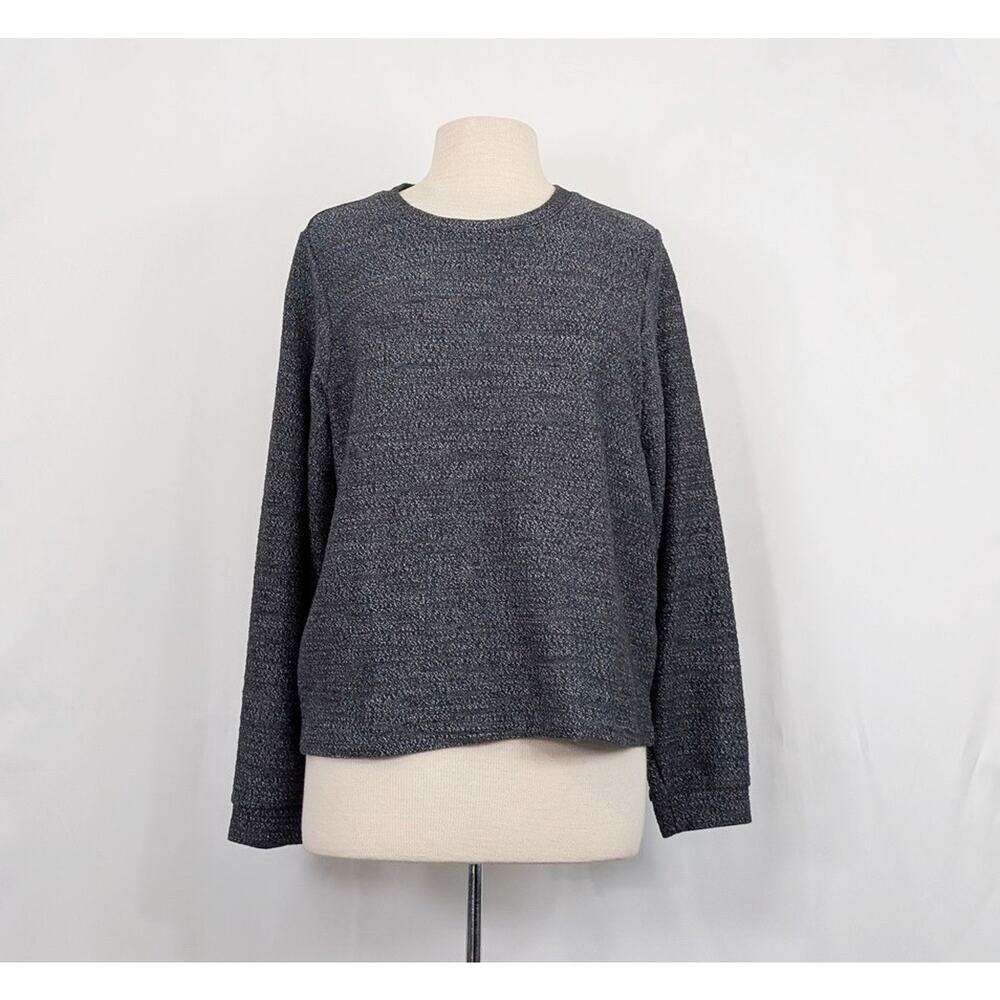 Marine Layer Sweatshirt Black Chill Texture Long Sleeve Top Women's Size L